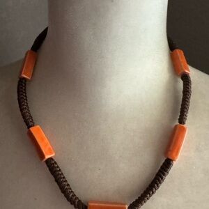 Orange and Brown Beaded Necklace